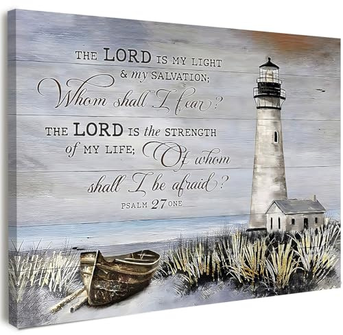 Qiukoo Wall Art with Frame, Lighthouse Ornaments Coastal Canvas Prints and Posters for Bedroom Decor, Living Room, Hallway and Stairs, Wall Pictures, Bedroom Wall Decor, 12×16 in