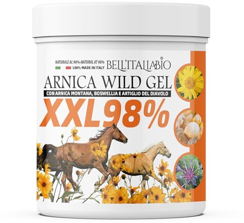 BELL'ITALIABIO Arnica Wild Gel XXL 600ml – Gel Arnica 98% Ultra Concentrato per Cavalli e Uso Umano | Sollievo Naturale per Muscoli e Articolazioni | Formula Neutra Made in Italy