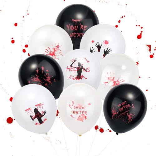 54pz Palloncini Spaventosi di Halloween 30cm, 9 Stili Sanguinolenti Palloncini Compleanno halloween Decorazioni Lattice Horror per Decorazioni Compleanno Feste Casa Stregata Zombi