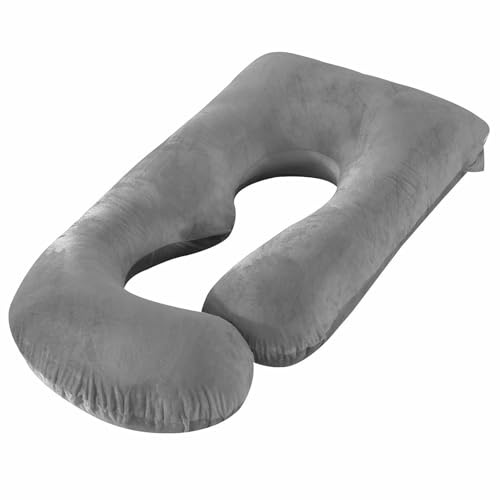 LxsNyvantic Cojín Maternidad En G, Body Pillow para Embarazadas Y Dormidores Laterales,7D Fibra Hueca, Alivio En Caderas Y Rodillas, Funda con Cremallera Extraíble Lavable, Color Antracita