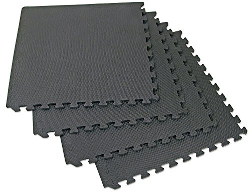66fit Interlocking Mats x 4pcs - Home Gym Garage Floor Yoga Fitness Exercise, Karate, Workout, Judo, Black