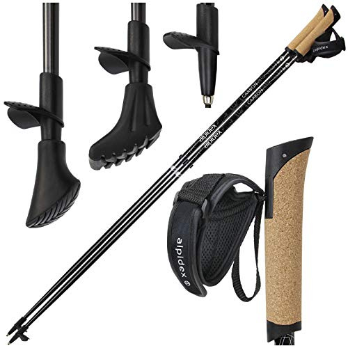 ALPIDEX Superleichter Carbon Nordic Walking Stock - sehr leichte Walking Stöcke, Länge:120 cm