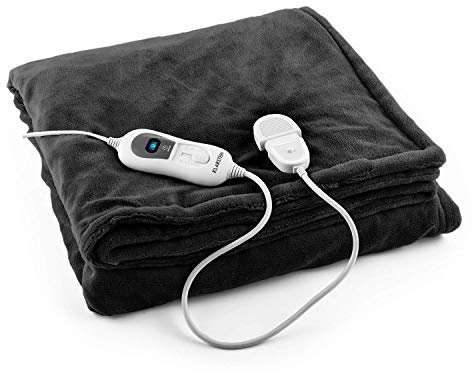 KLARSTEIN Dr. Watson - Electric Blanket, Cosy Blanket, Heated Blanket, Warm Blanket, Three Power Levels, Washable, Heated Throw - 180 x 130 cm, Black