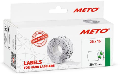 Meto Preisauszeichner Etiketten (26x16 mm, 2-zeilig, 6.000 Stück, weiß, wiederablösbar, Preisetiketten für Meto, Contact, Sato, Avery, Tovel, Samark etc.)