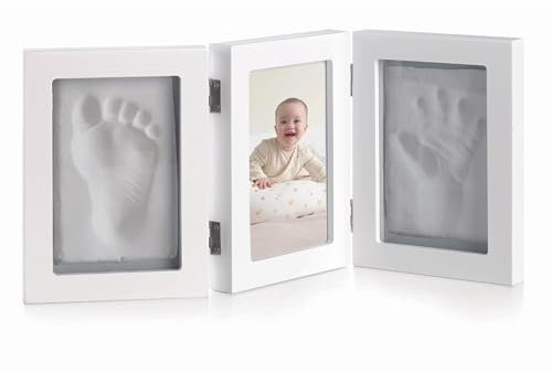 Jané Marco de Fotos para Huella de Mano Bebé y Fotografía, Incluye Arcilla de Modelado, Secado en 24 Horas, Blanco