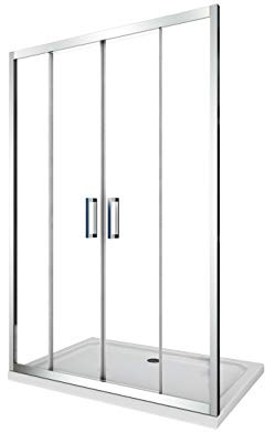 Porta Doccia Scorrevole Con Apertura Centrale Vetro 6 mm anti-calcare H.190 cm (153-158 H.190 cm)