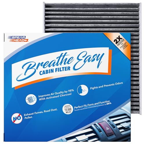 Spearhead Odor Defense Breathe Easy AC & Heater Cabin Filter | Fits Select 2016-2025 Toyota, Lexus, Subaru, 2016-2023 CX-9 Like OEM | Up to 25% Longer Lasting w/Activated Carbon (BE-157)