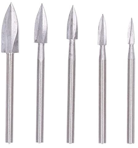 Coltello da intaglio del legno - 5 PZ 3 flauti in acciaio ad alta velocità Coltello da intaglio del legno Punte da smerigliatura per incisione, Strumenti per la molatura del legno per la lavorazione d