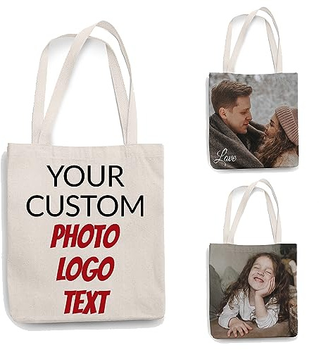CUDIYST Personalisierte Damenhandtaschen, individuelle Tragetaschen mit Foto, Logo, Text, wiederverwendbare Umhängetaschen für Business, Reisen, Shopping, Picknick,