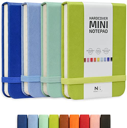 Tiny Notebook 3x4, Tear Off Small Notepad Pocket Size 4-Pack (Multicolored)
