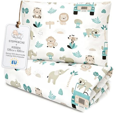Totsy Baby Edredon Relleno nordico Cama Infantil Algodón - 100x135 - Bebe rellena Juego de Manta 100 x 135 cm con Almohada 40 x 60 cm por niños e niñas Oeko-Tex África