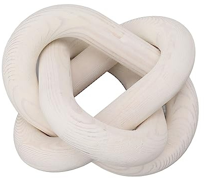 HAOHIZE Decorazioni con nodi in legno, Decorazioni per maglie a catena in legno a 3 maglie Decorazioni per tavolini Accessori decorativi per la casa Arte del legno Artigianato (Bianco)