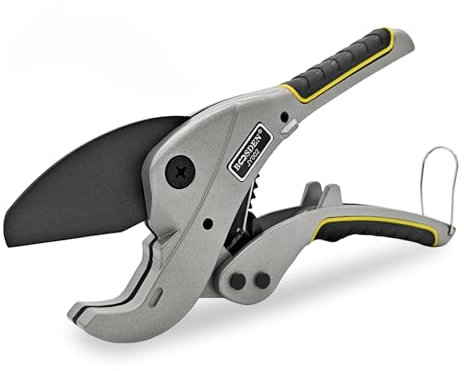 BOOSDEN PVC Pipe Cutter, Cuts up to 1-5/8, Professional Ratcheting Pipe Cutter Tool, Tube Cutter for Cutting PEX, PPR, PE, Plastic Hoses & Rubber Pipes, Suitable for Home Repairs and Plumber