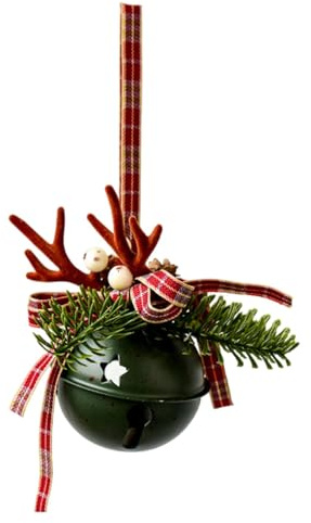Adorno grande de cascabel de Navidad, 6.3 pulgadas, colgante de campanas grandes para árbol de Navidad con cuernos para decoración de árbol de Navidad, corona, adorno conmemorativo de ventana