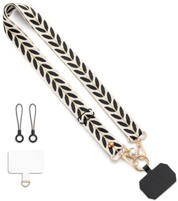 CHUQING Schwarz Handyband zum Umhängen Handykette Universal Schlüsselband Verstellbar Crossbody Strap Phone Lanyard Einstellbar Umhängeband für Handyhülle