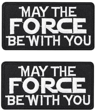 2 parches de emblema con texto en inglés May The Force Be with You Encourage, parches tácticos bordados para ropa, mochila, chaqueta, chaleco, sombrero, bolsa, uniformes, brazalete, motociclista