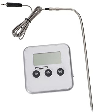 Mobestech Termómetro para Alimentos con Alarma de Temperatura Temporizador y Soporte Pantalla Dual Celsius Fahrenheit para Barbacoa y Cocina