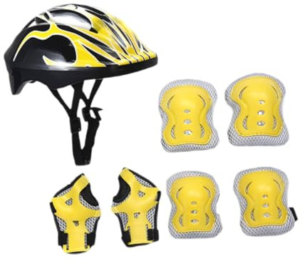 Casco de bicicleta para niños con rodilleras, coderas, muñequeras, equipo de protección para patinaje, ciclismo, patinaje en línea, multideportes