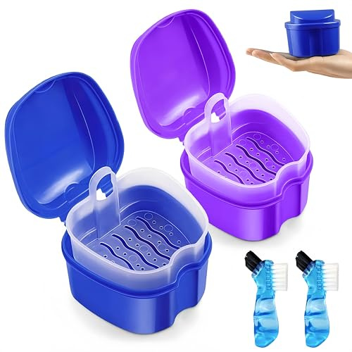 Flintronic 2PCS Caja de Prótesis con Colador, Caja Ferula Dental, caja de Baño de Dentadura Dental, cubierta Portátil para caja para Dentaduras para Guardar y Limpiar Dientes Postizos