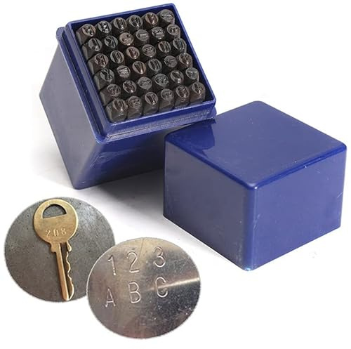 NiuLumea Juego de perforadores de letras y números de 5 mm, 36 piezas de sellos de acero para cuero, madera, metal, incluye para caracteres de la A de Z 0 a 9, compatible con obras de arte de joyería