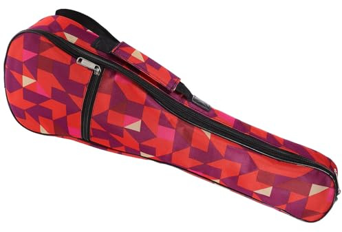 BESPORTBLE Bolsa en Tela Oxford Roja Diseño Geométrico de 21 Pulgadas Ukelele para Ligera y Protectora, Adecuado para Viaje y Uso en Exteriores