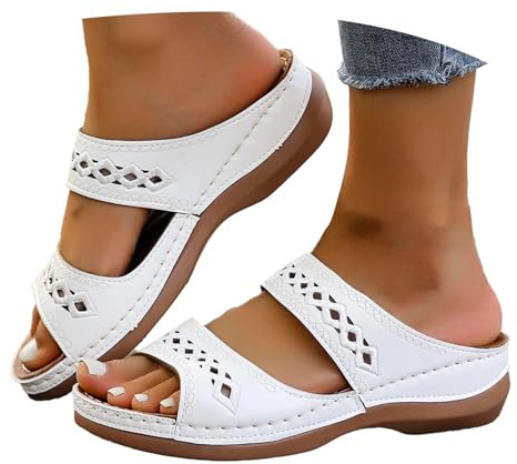 Ciabatte Donna Estive Zeppe Estiva Scarpe Comode Ciabatta Ortopediche In Gomma Spiaggia Sandali Con Plateau Ciabattine Estivo Da Mare Sabot Tacco Sughero Casa Pantofole Zoccoli,Bianco,White,41