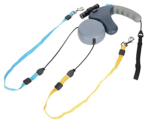 LICAEVEY Dubbelkoppel för Husdjur, Dubbla Hundkoppel för Promenader med två Hundar med Roterande Huvud, Kraftigt Tjockt ABS, Ergonomiskt Handtag (Grå)