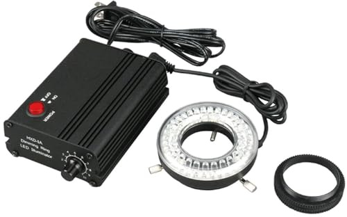 AmScope LED-80MB 80-LED Microscope Ring Light Black with Metal Body and Adapter