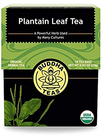 Buddha Teas - Plantain Leaf Tea - Herbal Tea - Promotes Digestive & Respiratory Health - Clean Ingredients - Caffeine Free - OU Kosher - Gluten Free - 18 Tea Bags (Pack of 1)