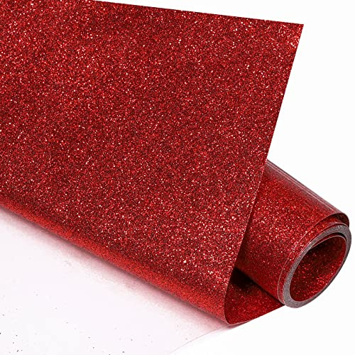 VINYL FROG Red Glitter Heat Transfer Vinyl Roll 30.5x155cm Heat Press for Cameo and Heat Press