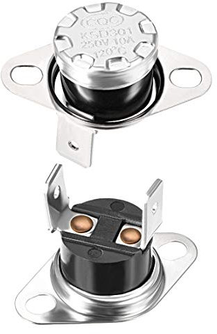 sourcing map Interrupteur Contrôle Température KSD301 thermostat 120℃ 10A N.C 6,33mm Broche 2Pcs
