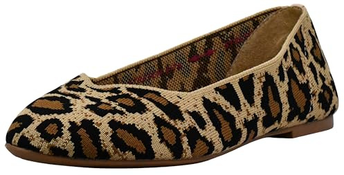 Skechers 44886 Mujer Bailarinas con Punta Cerrada, Marrón (Natural Flat Knit Nat), 38 EU