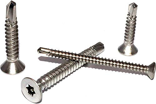 Borrskruvar form O med insexkant torx och försänkt huvud 3,5 x 25 DIN 7504 rostfritt stål A2 stycken 25 snabbbyggskruvar självgängande