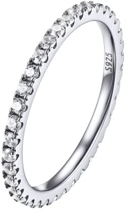 PROSILVER Silverring för kvinnor Vit Zirkonium Storlek 62 Knuckle Midi Ring