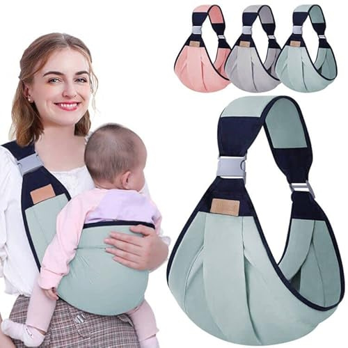 HINATAA Breathable Baby Sling, Adjustable Baby Carrier, Baby Carrier Wrap, Quick Dry, Thick Shoulder Straps for 0-36 Months Baby (Green a)