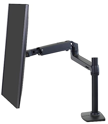 Ergotron – LX Premium Monitor Arm, Single Monitor Desk Mount – fits Flat Curved Ultrawide Computer Monitors up to 34 Inches, 3.2-11.3kg, VESA 75x75mm or 100x100mm – Tall Pole, Matte Black (45-537-224)