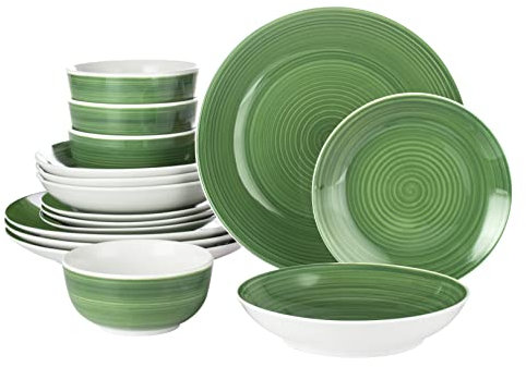 Waterside - 16 Piece Forest Green Spin Wash Dinner Set