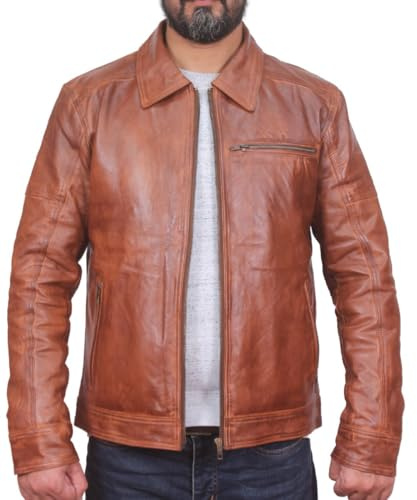 West clever Chaqueta de piel de oveja 100% auténtica para hombre, chaqueta de invierno para niños, chaqueta de cuero para hombre, abrigo de piel de motociclista resistente al viento,