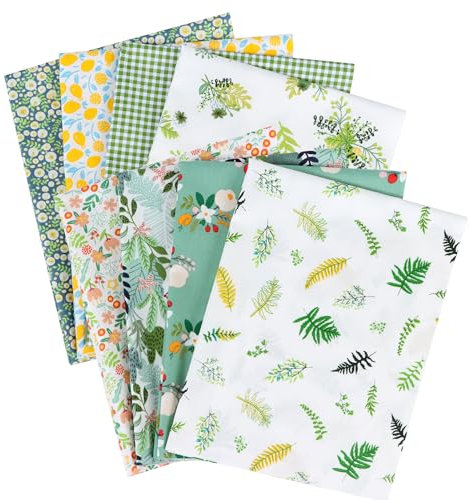 Baumwollstoff Patchwork Stoffe, Stoffe zum Nähen Patchwork Stoff Baumwollstoff Grüner Farbton der Pflanze für DIY Nähmuster Handwerk (8 Stück 40 x 50 cm)