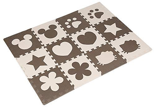 Tapis Mousse Puzzle Bebe, Tapis de Sol Puzzle Tapis Mousse Bebe, pour Puzzle Multicolores Enfants Baby Mat à Ramper Activite 30 * 30 * 1cm (12 Dalles - Marron)