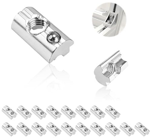 WJUAN Juego de 20 Ranuras de Bolas, 8 Tuercas Ranuradas, Tuerca Deslizante Con Bola Con Resorte, Juego de Tuercas Con Ranura en T, Soporte Para Panel Solar, Perfil de Aluminio 40x40