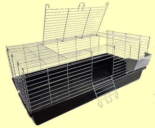 1m Neues Modell Hasenkäfig Nagerkäfig Kaninchenkäfig Käfig Stall Meerschweinchen schwarz