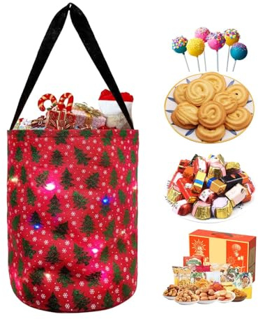di Halloween luminoso, secchio di Halloween luminoso | Sacchetti di Natale luminosi a LED in poliestere | Secchio per dolcetti multiuso riutilizzabile, sacchetti per feste di