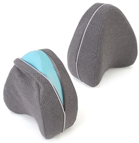 Verbesserter unsichtbarer Kissenbezug mit Reißverschluss, kompatibel mit Contour Legacy Kniekissen, Anti-Pilling und waschbar, nur Bein- und Knie-Stützkissenbezug, 2 Stück (grau)