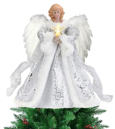 Julängel, julgransspetängel, ängel julgransspets | Julgransdekoration, älva, ängel med fjädrar, vingar, , ornament för jul