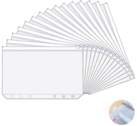 A5 Zipper Budget Binder Set - 10 Pcs Plastic Wallet Pockets for Secure Storage and Inserts, Money Organizer, Budget Planner, Waterproof Wallets for Cash and Receipts