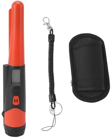 Handheld Pin Pointer Wand, IP66 Water Proof LCD Screen Metal Detector Pinpointer Built in Flashlight Portable Treasure Pinpointing Finder Probe (Orange)