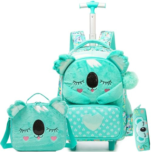 HTgroce Mochila Escolar Niñas con Ruedas, Escolar con Ruedas, Estudiantes de Primaria Carros para Mochilas Equipaje de Viaje.