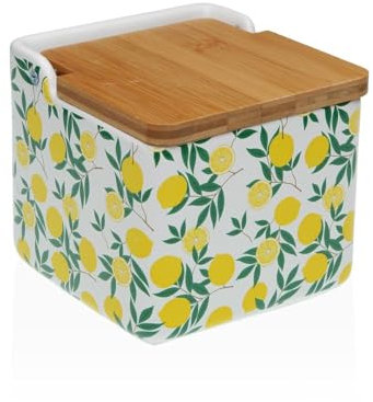 Versa Saliera con coperchio Ceramica Dolomite Limone 12,2 x 11,5 x 12,2 cm - Marca EAN: 8420327567581