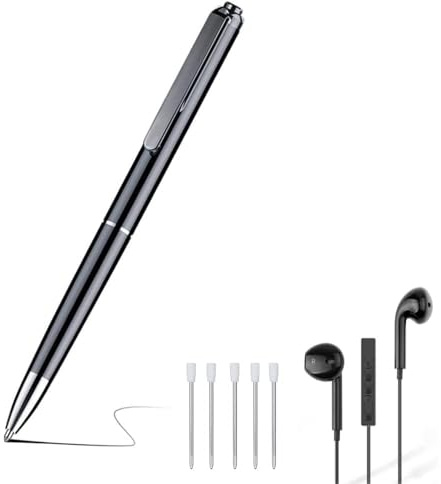 Penna Registratore Vocale 64GB HD - Mini Registratore Portatile Ricaricabile per Conferenze, Riunioni, Interviste & Concerti - Attivazione Vocale & Riproduzione MP3